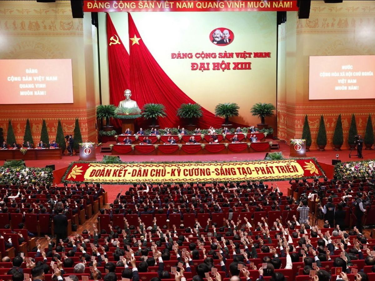 Foto: Delegados y líderes del Partido Comunista de Vietnam, reunidos durante el XIII Congreso Nacional en Hanói.