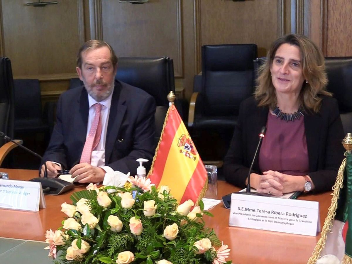 Foto: La ministra Teresa Ribera, junto al embajador en Argelia, Fernando Morán. (EFE)