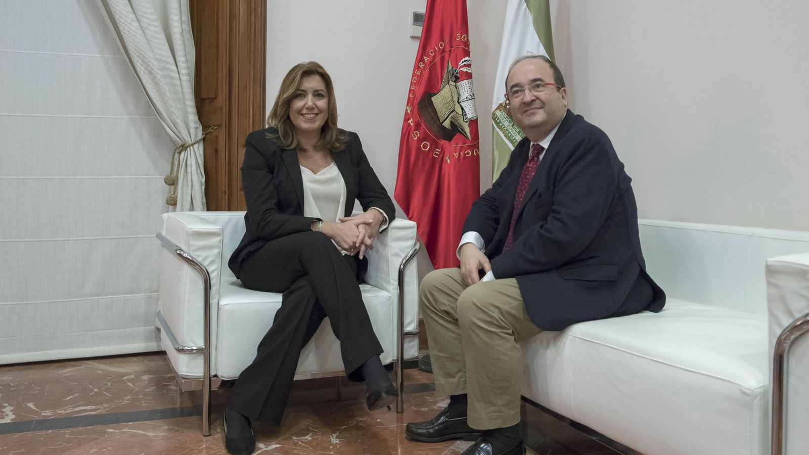 Foto: Diaz e Iceta reunidos en la sede del PSOE-A en Sevilla. (EFE)