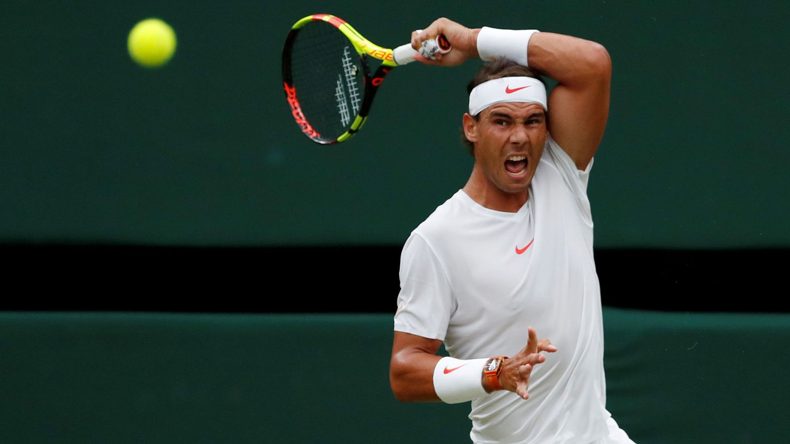 Foto: Rafa Nadal durante un partido de Wimbledon en 2018. (Reuters)