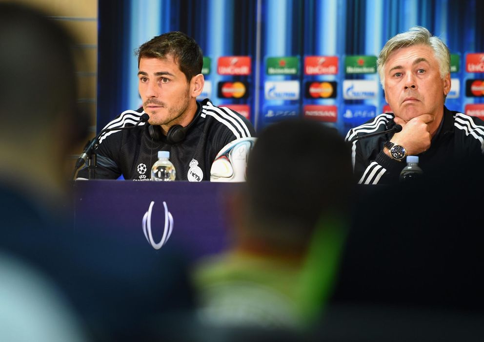 Foto: Casillas y Ancelotti en la rueda de prensa previa a la final de la Supercopa (EFE)