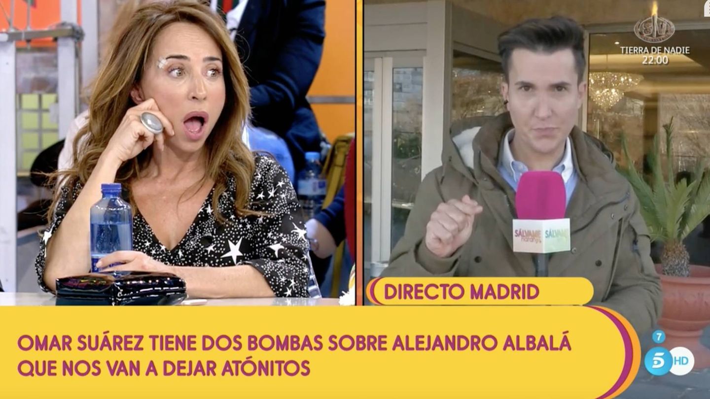 Omar Suárez deja a María Patiño con la boca abierta en 'Sálvame'. (Telecinco)