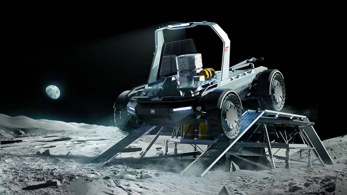 Otro rénder de la base del coche lunar de GM y Lockheed Martin.