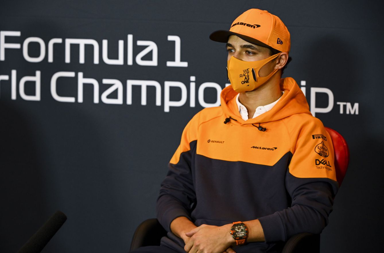 Lando Norris en la rueda prensa del Gran Premio de Emilia-Romaña. (EFE)