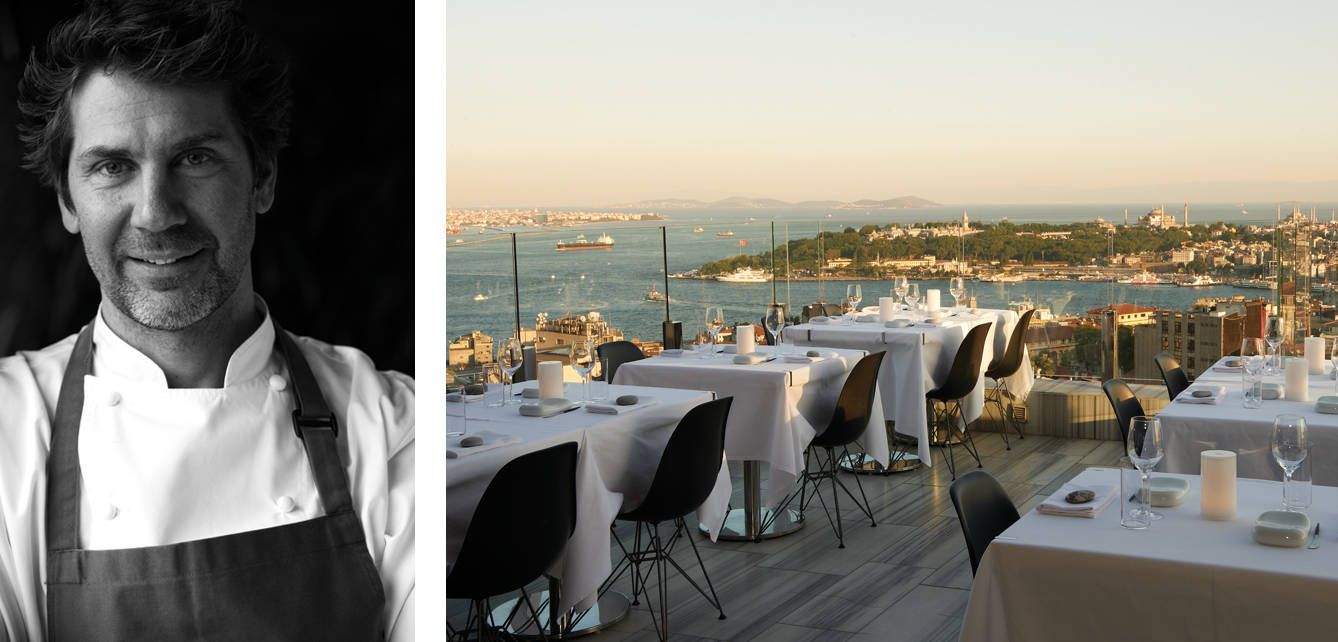 El chef Mehmet Gürs, del restaurante Mikla, que ofrece desde sus terrazas vistas espectaculares de la ciudad. 