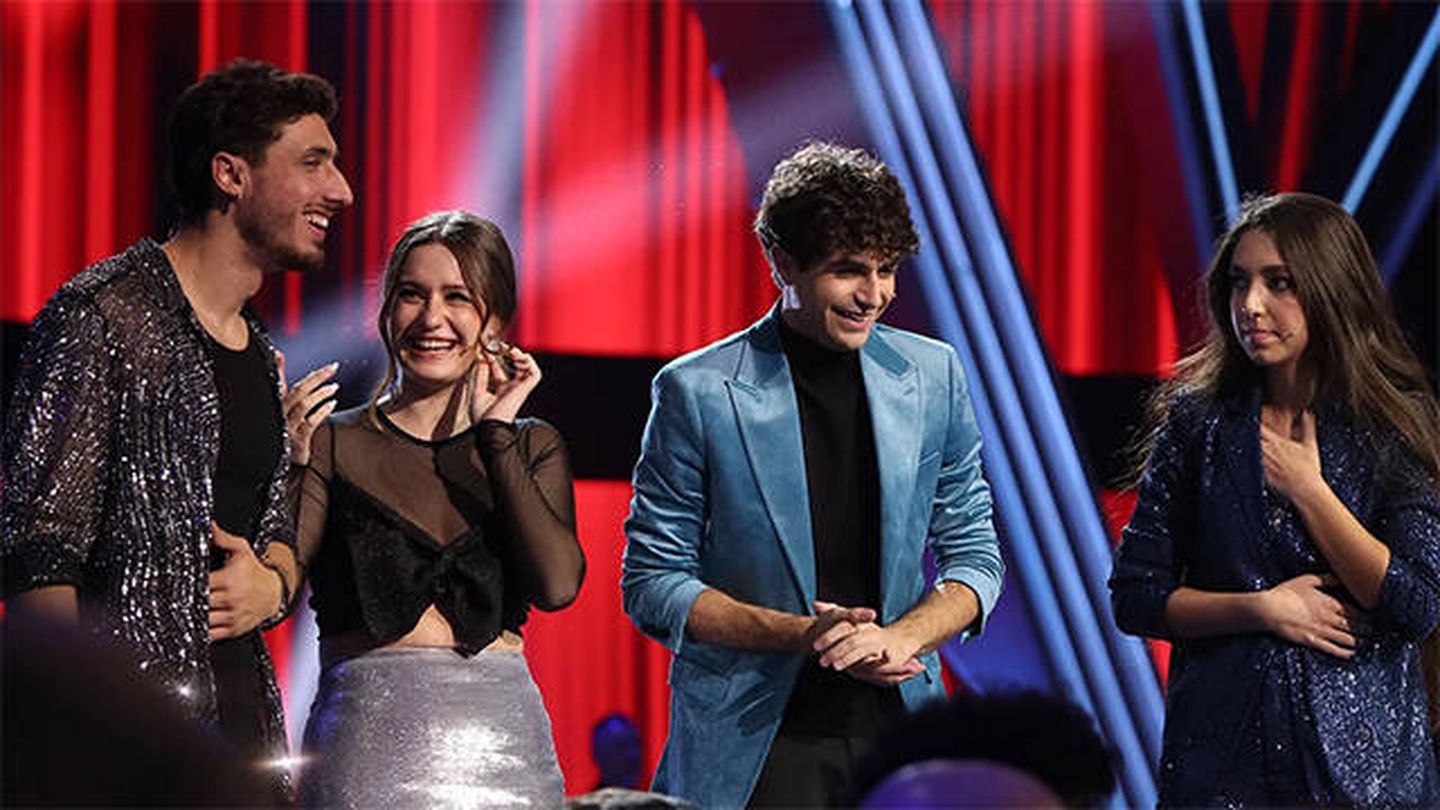 Miguel, Nereida, Pablo y Elsa, los cuatro finalistas de 'La Voz 2023' (Atresmedia)