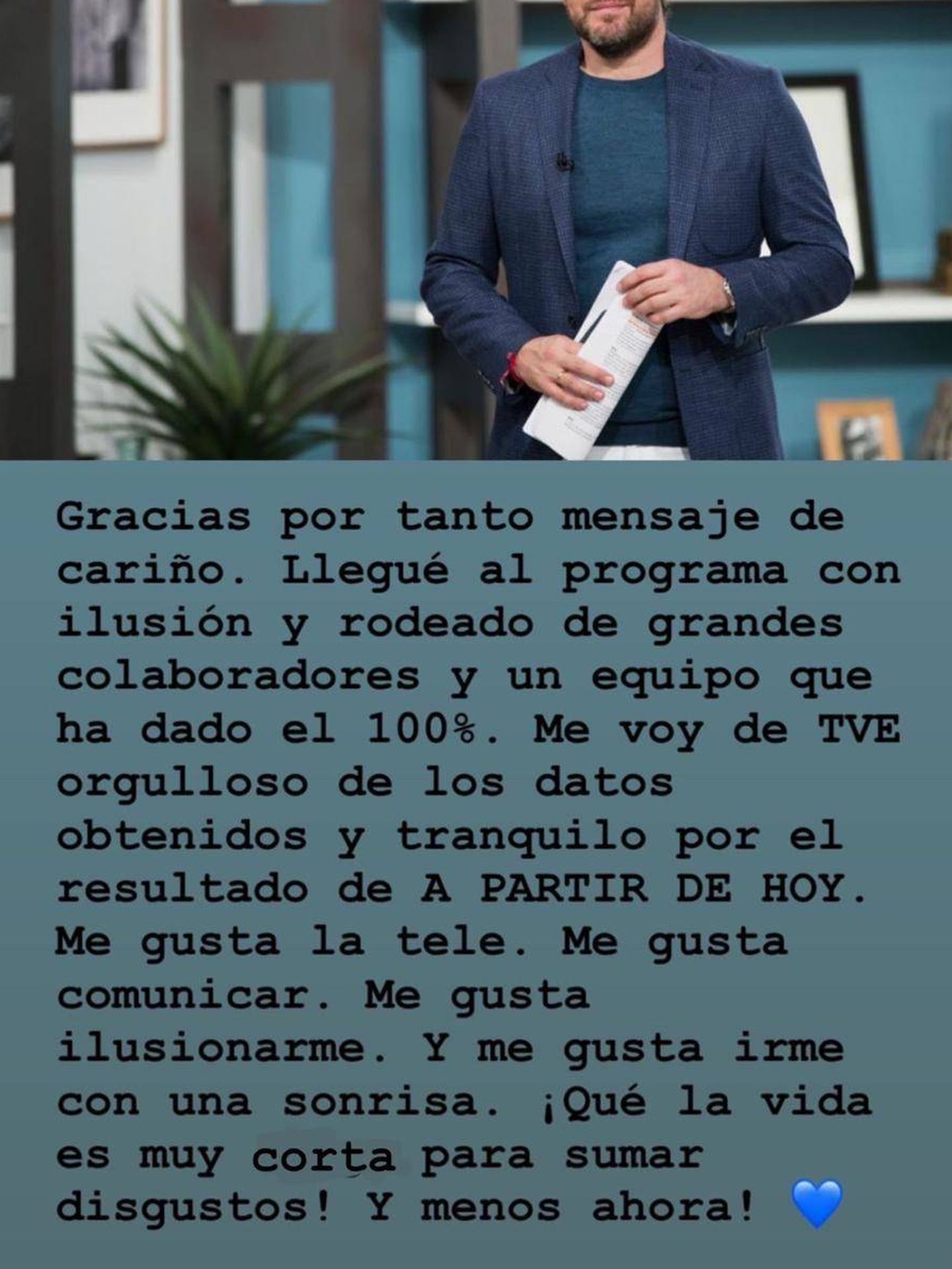 Máximo Huerta y su despedida del programa en Instagram.