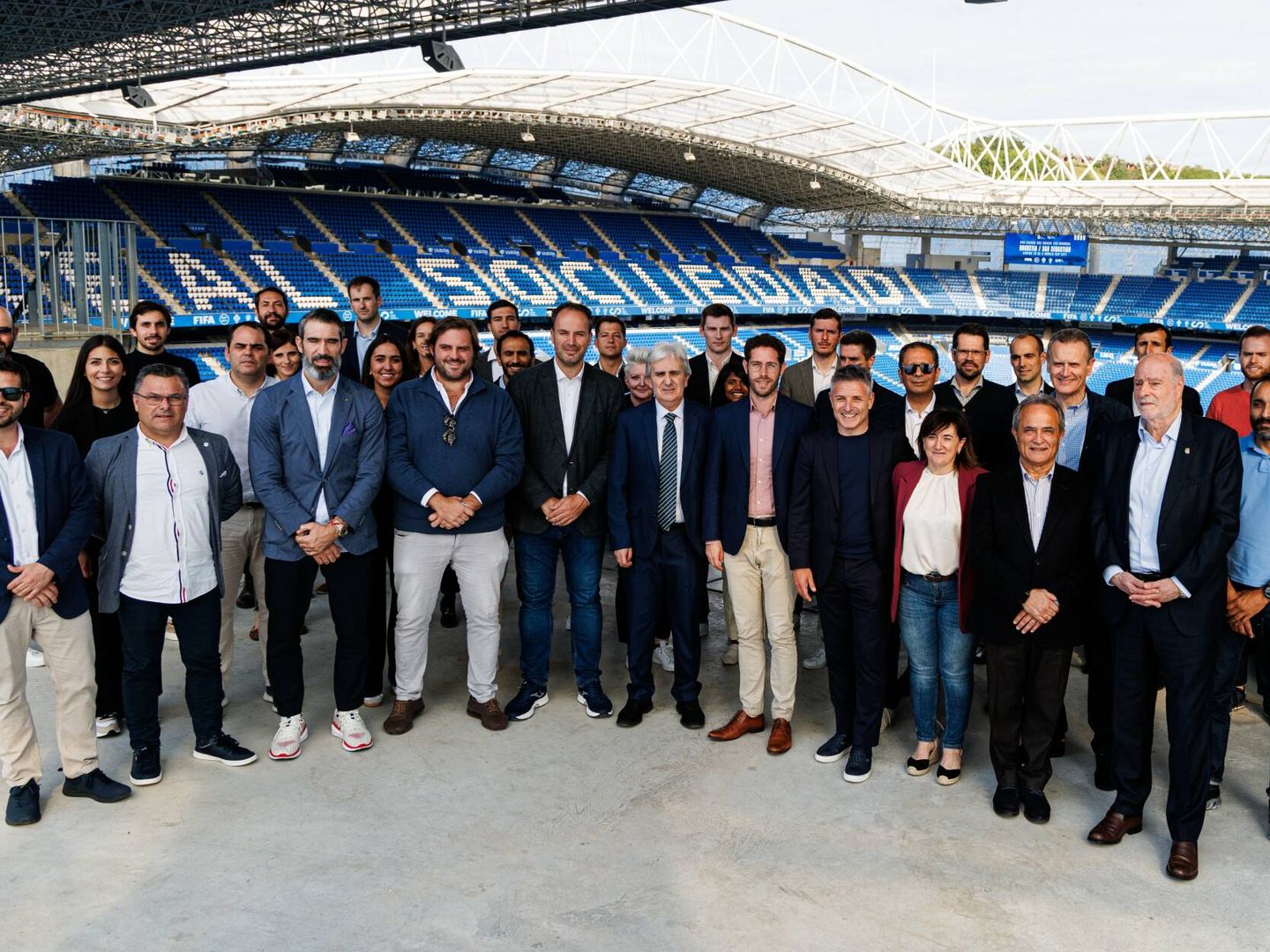 La delegación de FIFA para el Mundial 2030, en Anoeta. (RFEF)