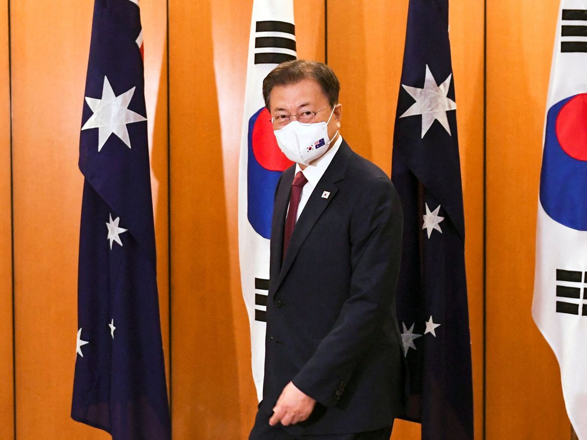 Foto: El Presidente surcoreano, Moon Jae In en Canberra. (Reuters/ Lukas Coch)