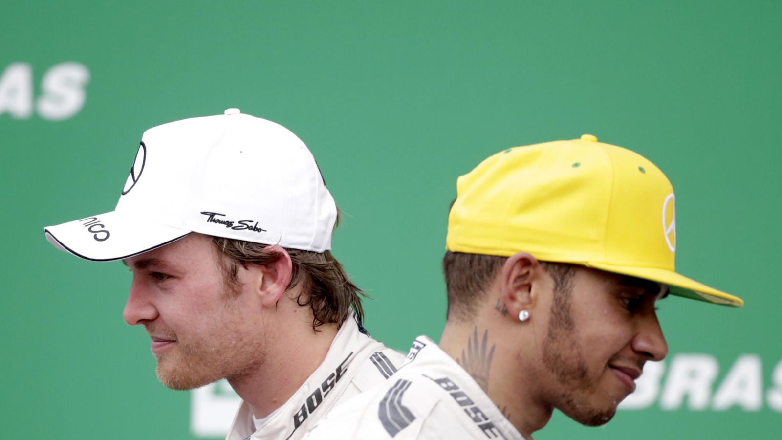 Foto: Nico Rosberg y Lewis Hamilton esta temporada en Brasil (Efe)
