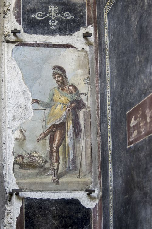 Detalle de unos frescos de la Casa de los Vettii, una de las 'domus' mejor conservadas de Pompeya. (EFE)
