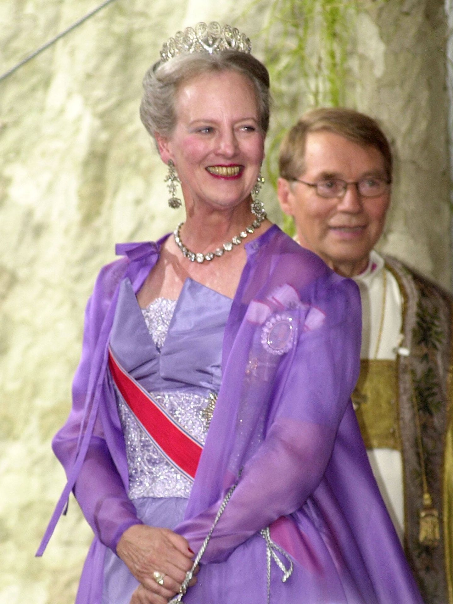 La reina Margarita en la boda de Haakon y Mette-Marit. (Getty)