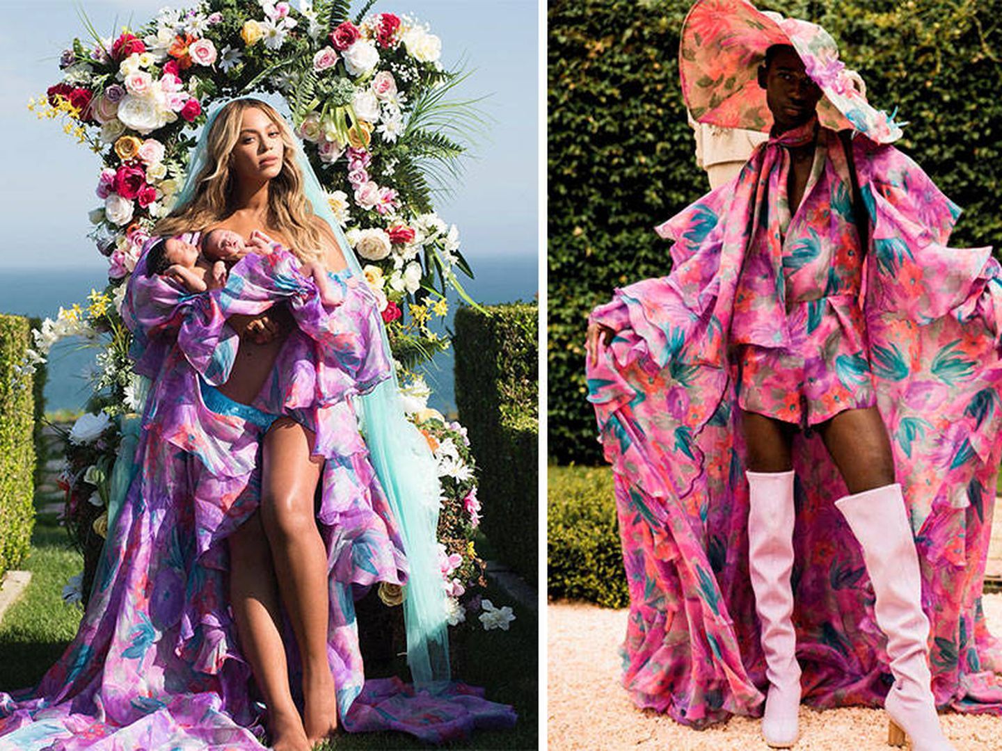 Beyoncé presentó a sus gemelas en Instagram vestida de Palomo Spain.