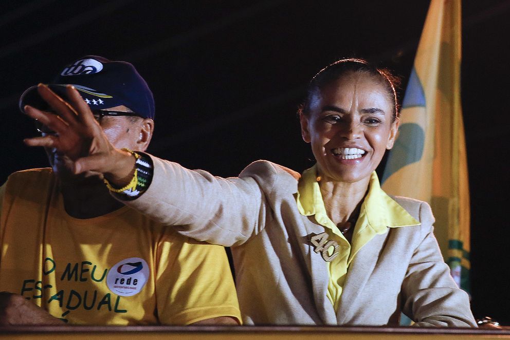 Marina Silva en un acto electoral durante los últimos días de campaña (AP).