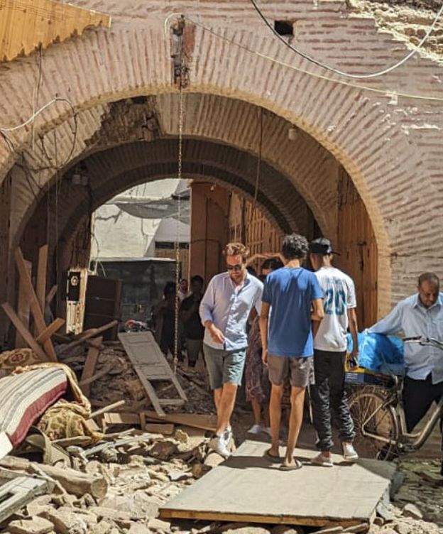 Foto:  Fotografía de los destrozos provocados por el terremoto de magnitud 7 este viernes en Marrakech (EFE / Javier Picazo)
