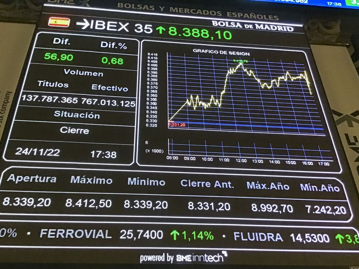 Foto: Panel de cotización en el interior de la Bolsa de Madrid. (EFE/ Vega Alonso)