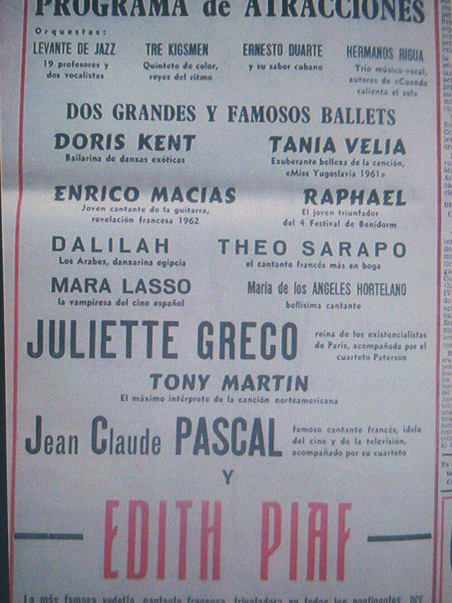 Cartel de Raphael en Valencia, 1963. (Pérez Puche)
