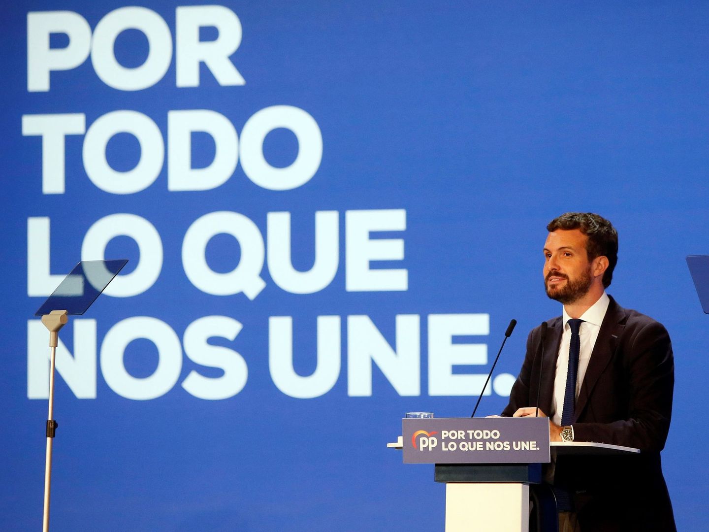 Pablo Casado, durante su intervención en la XXIV Unión Interparlamentaria de los populares. (EFE)