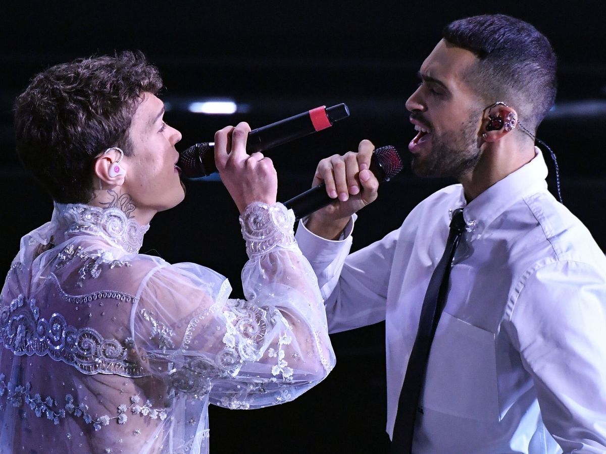 Foto: Blanco y Mahmood, durante su actuación en San Remo. (EFE)