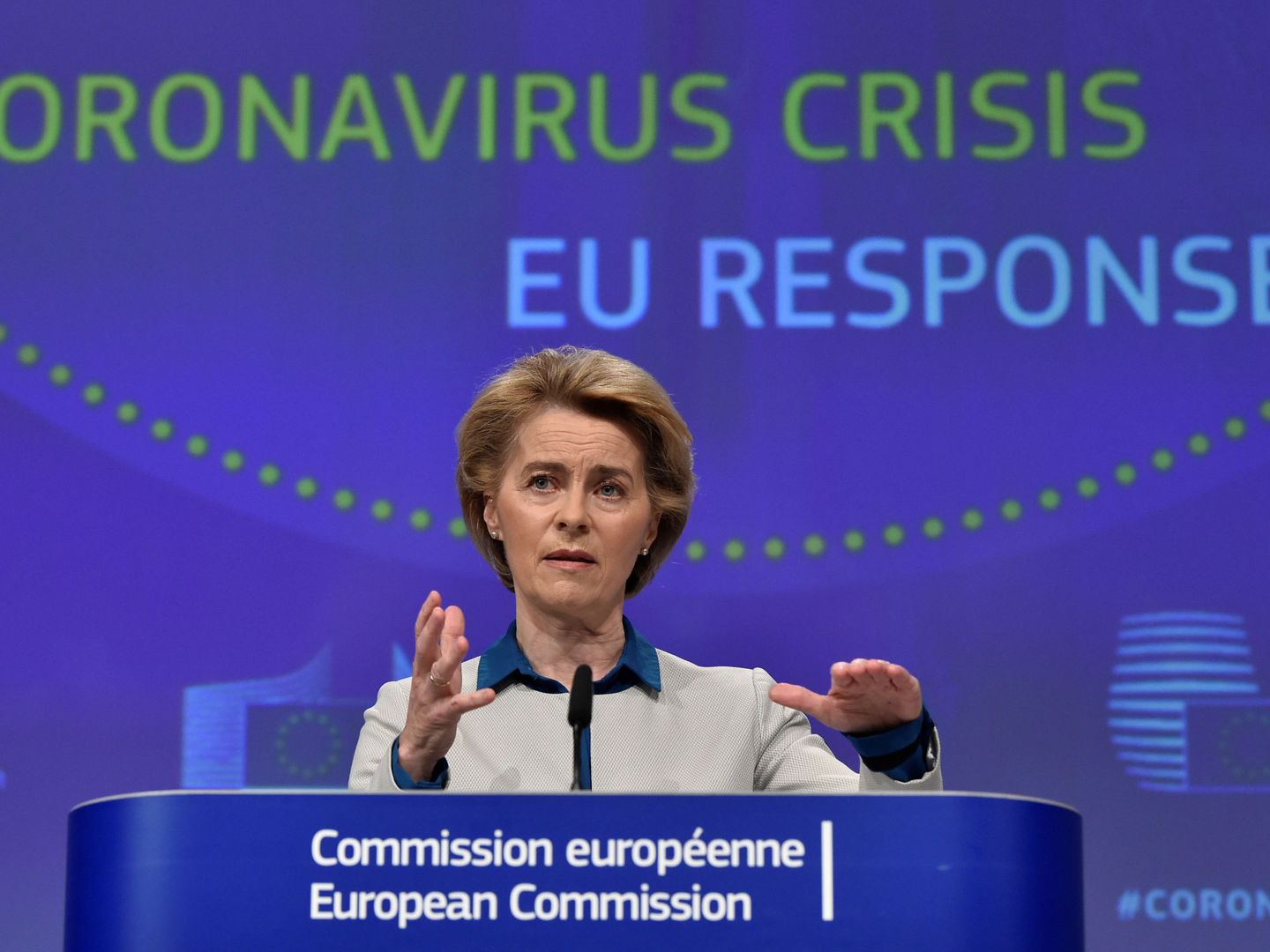 Von der Leyen, presidenta de la Comisión Europea, durante una rueda de prensa. (Reuters)