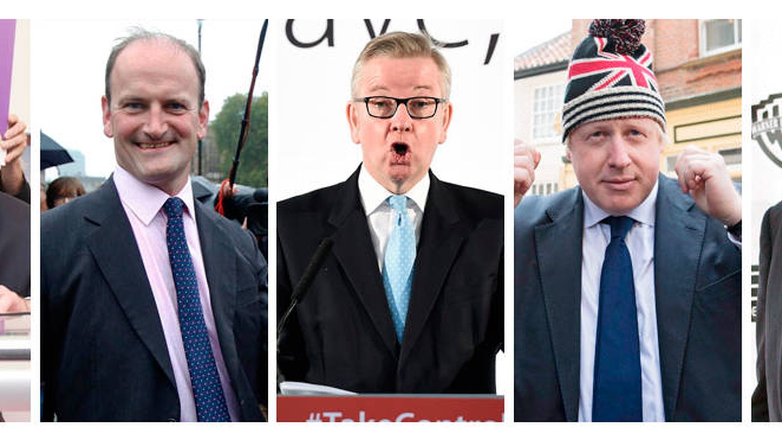 Foto: Nigel Farage, Douglas Carswell, Michael Gove, Boris Johnson y Michael Caine.