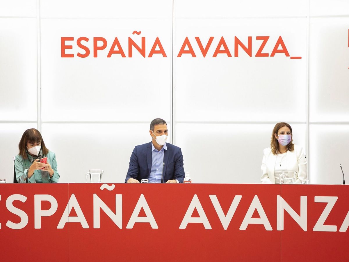 Foto: El presidente del Gobierno y secretario general del PSOE, Pedro Sánchez (c), durante la última reunión de la Comisión Ejecutiva Federal antes del 40º congreso. (EFE)