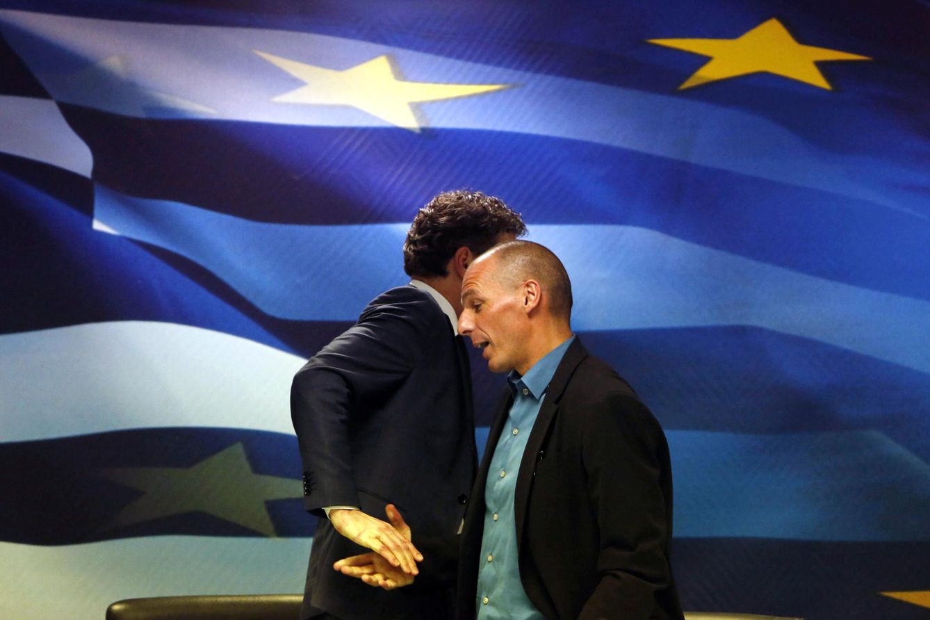 Imagen del primer encuentro entre Varufakis y Dijsselbloem en Atenas (Reuters).