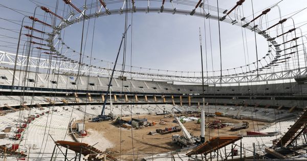 Foto: Las obras del estadio de la Peineta, ahora bautizado como Wanda Metropolitano, el pasado 24 de febrero. (EFE)