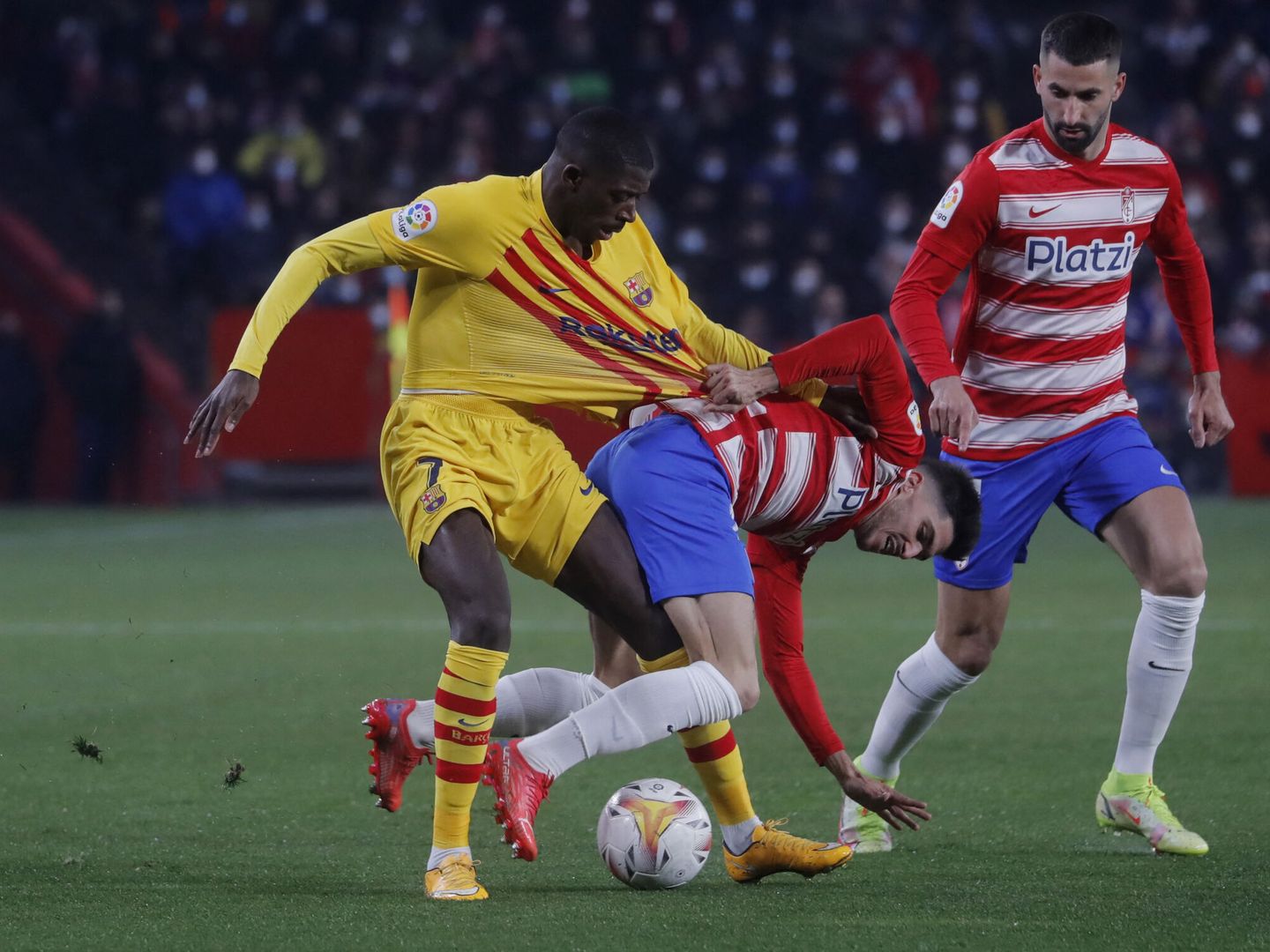 Dembélé en el partido contra el Granada el pasado 8 de enero de 2022. (Reuters/Jon Nazca)