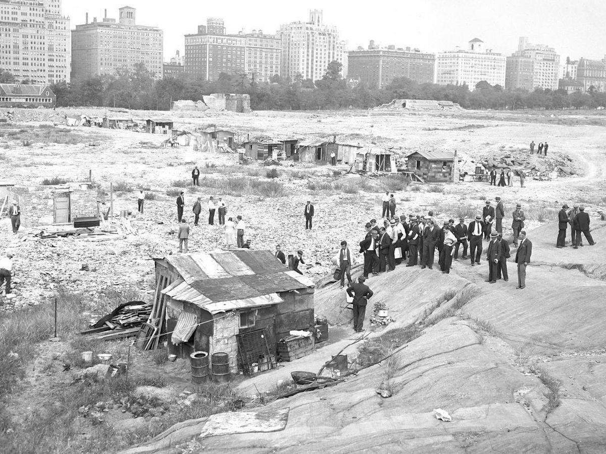 Foto: Chabolas en Nueva York durante la Gran Depresión.