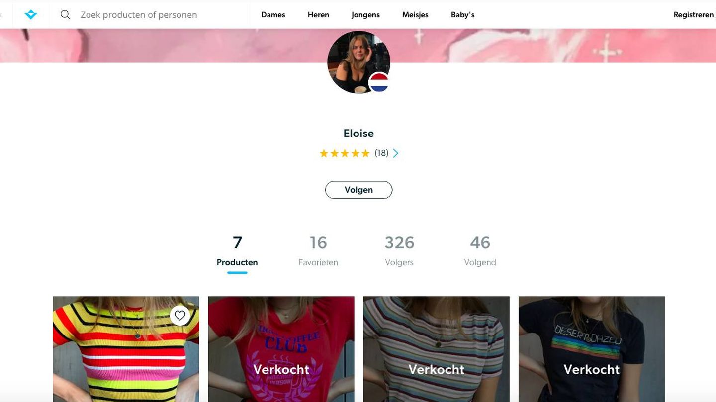 La página donde Eloísa de Holanda vende su ropa. (United Wardrobe)