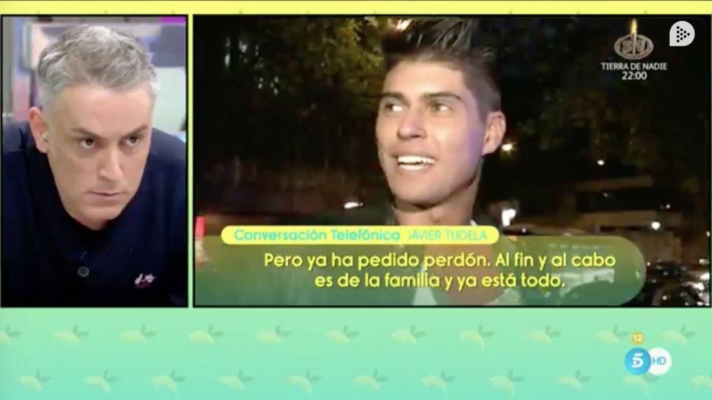 Kiko Hernández escucha las declaraciones de Javier Tudela en 'Sálvame'. (Telecinco)