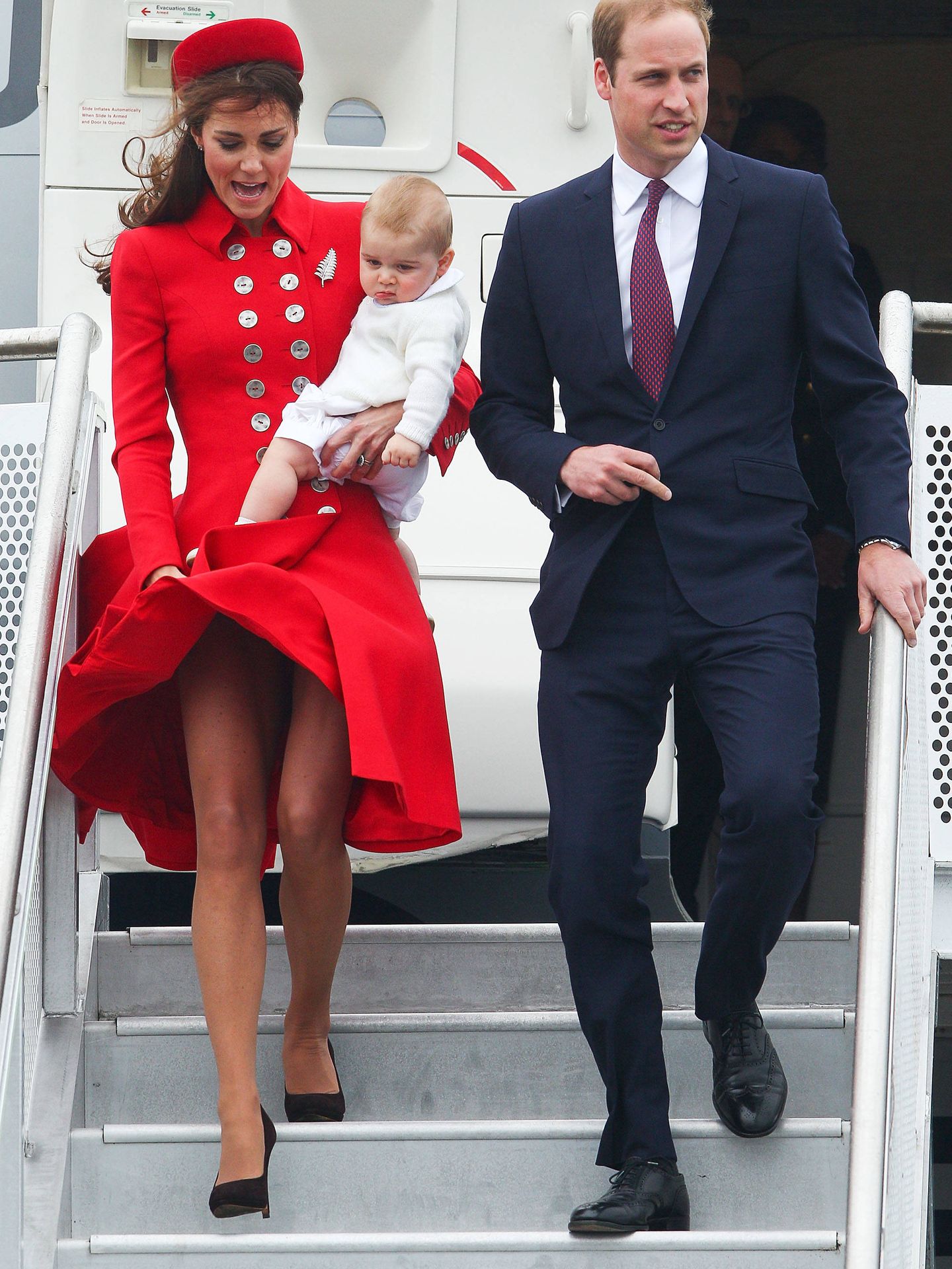 Llegada de los duques de Cambridge a Nueva Zelanda, en abril de 2014. (Getty)