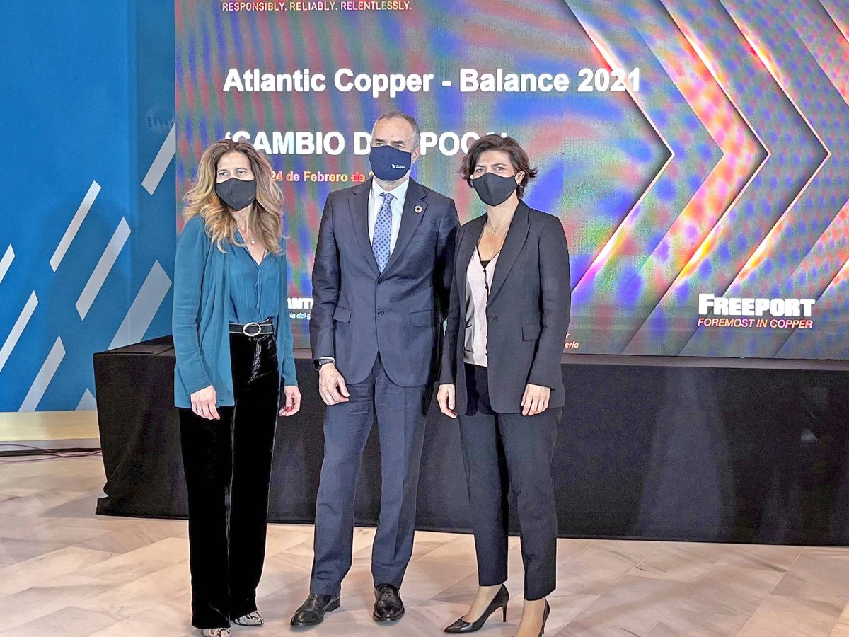 Foto: Directivos de Atlantic Copper en la presentación de resultados de 2021.