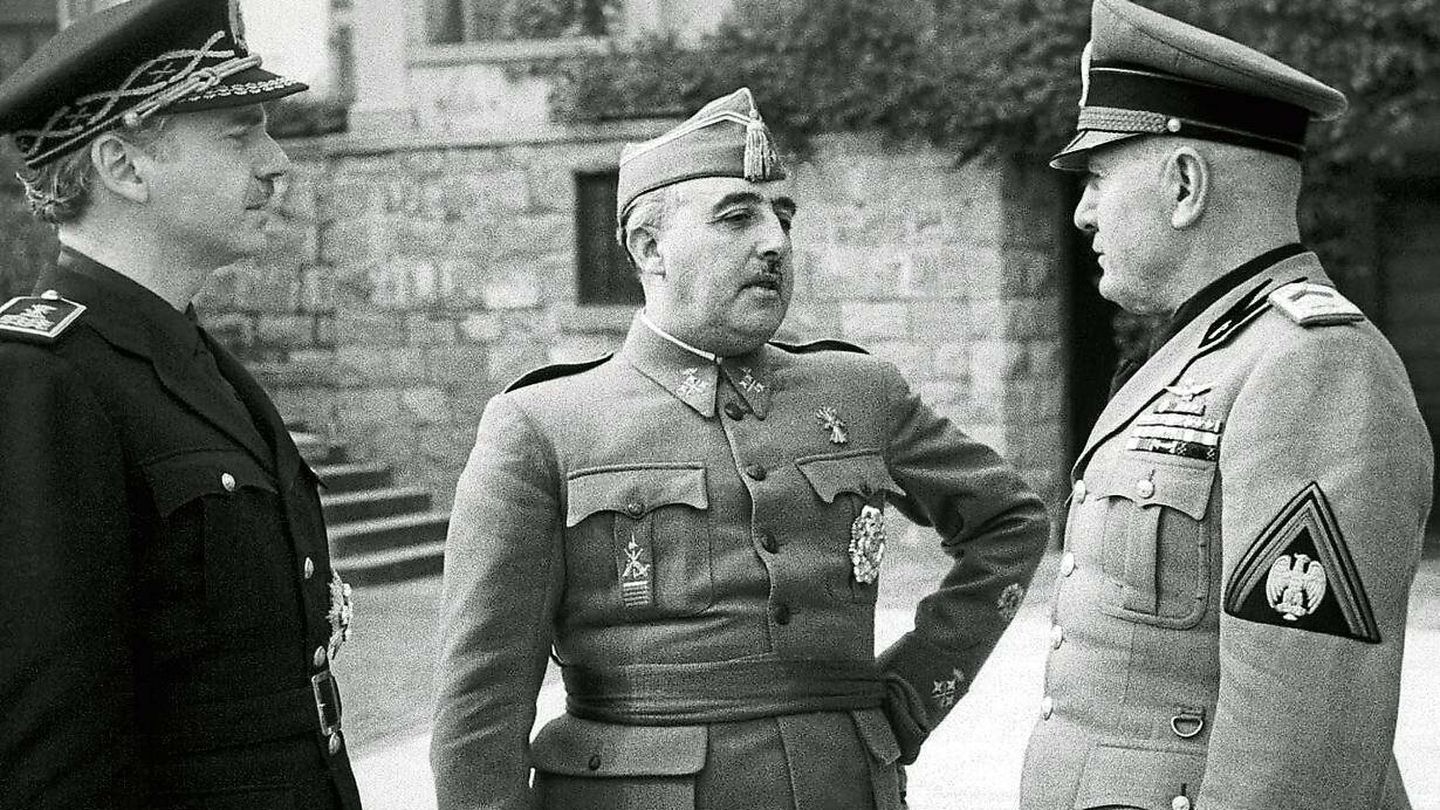 Serrano Suñer, Franco y Mussolini.