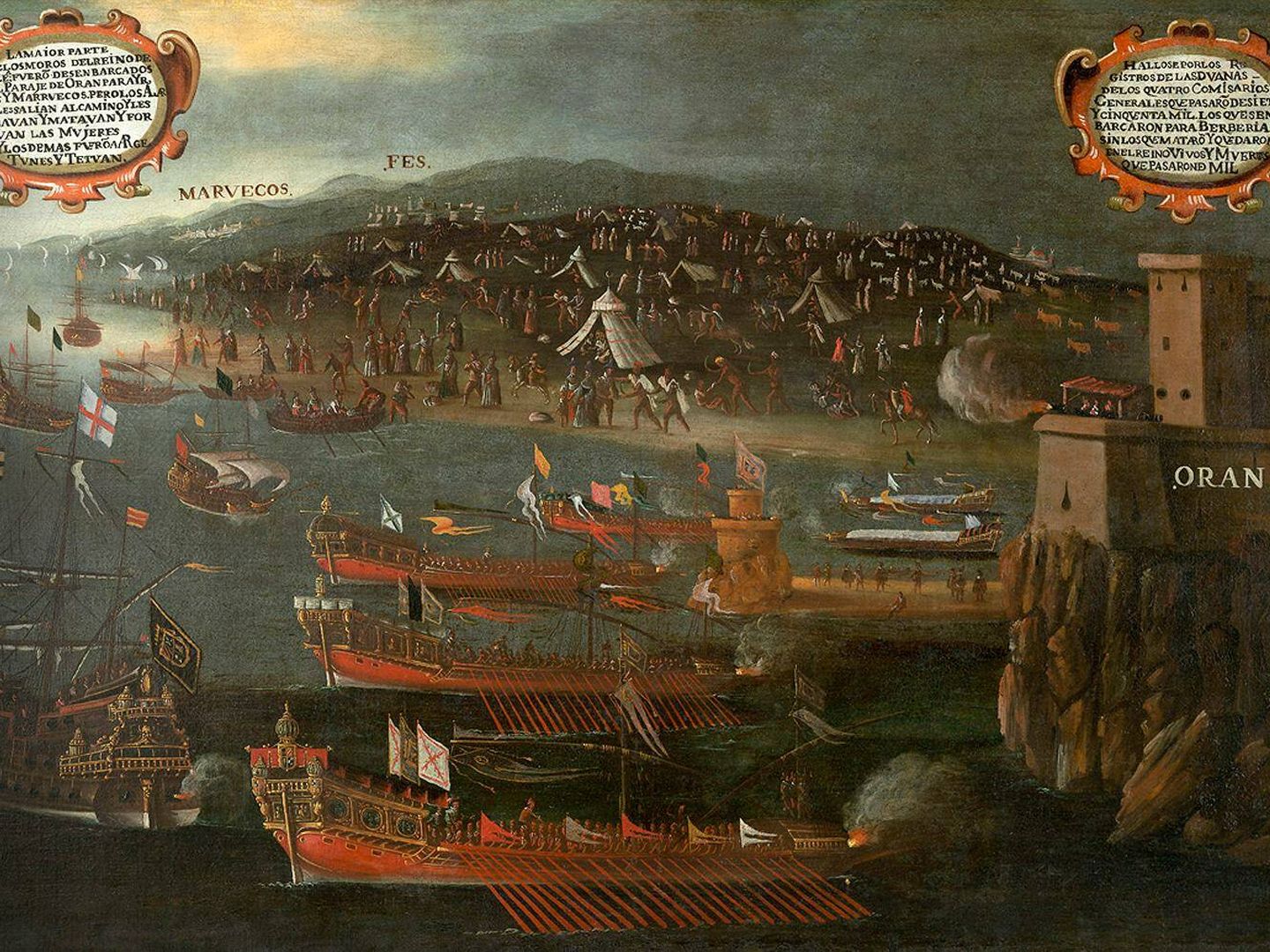 Desembarco de los moriscos en el Puerto de Orán, pintado en 1613 por Vicente Mostre