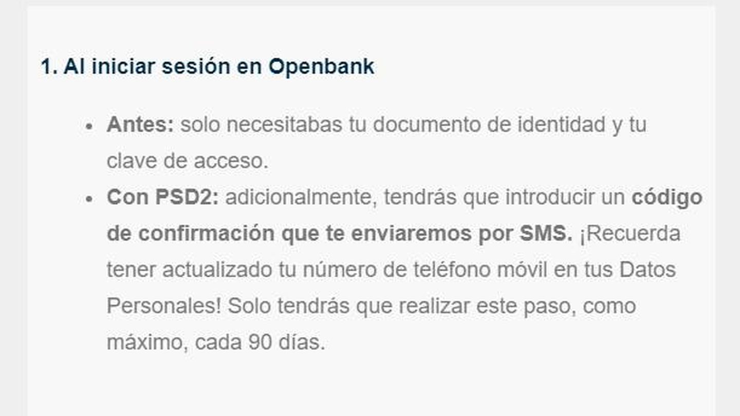 Las normas de Openbank adaptadas al PSD2