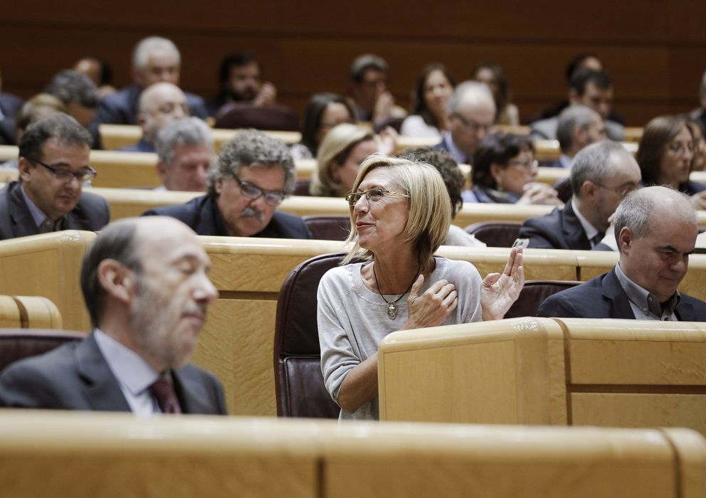 Foto: Rosa Díez hoy durante la comparecencia de Mariano Rajoy en el Senado (EFE)