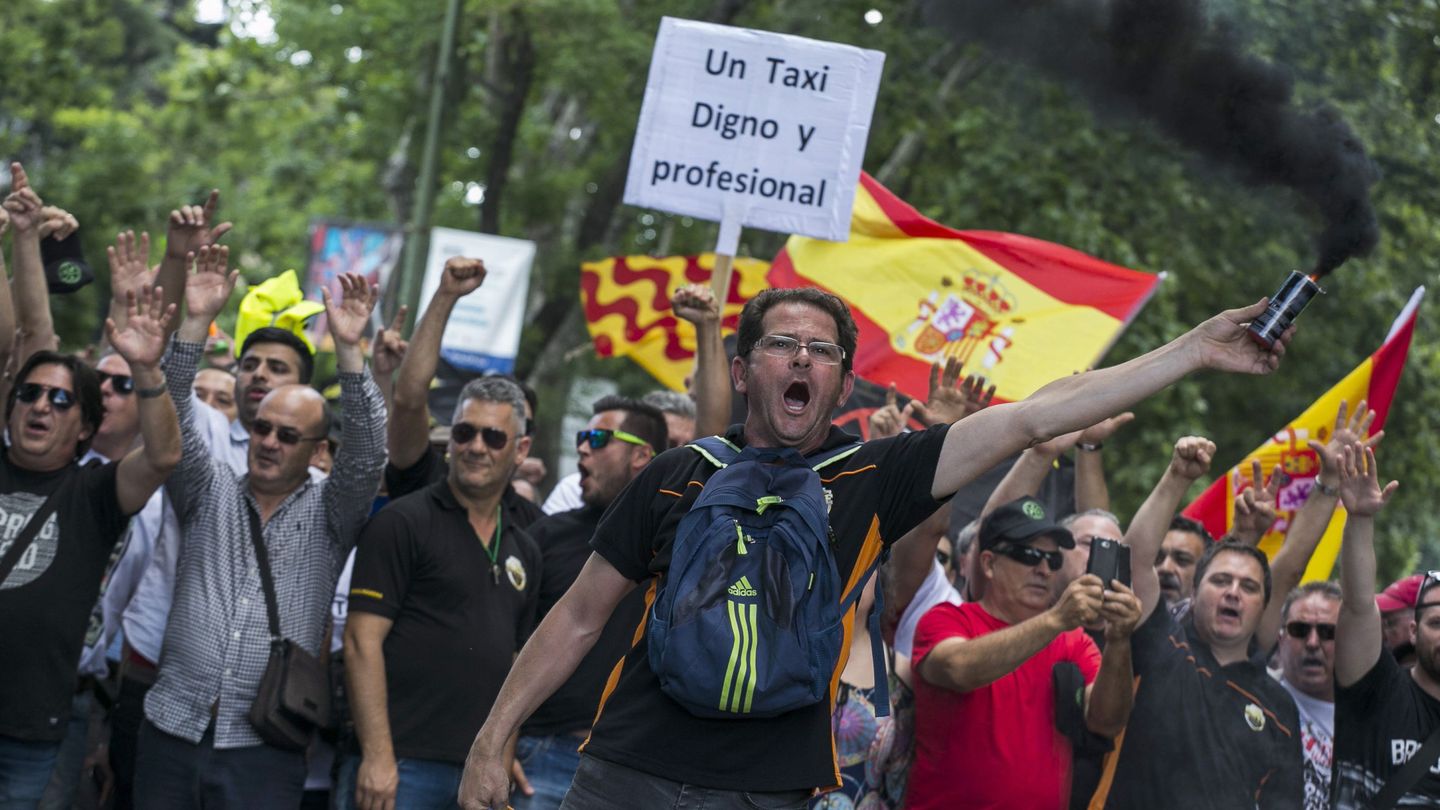 Protesta de taxistas en Madrid el pasado verano. (EFE)