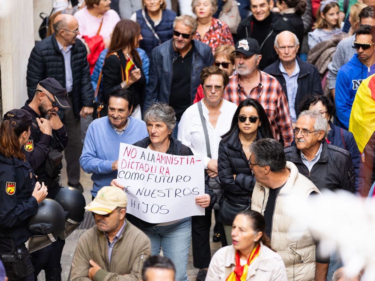 Foto: Manifestación contra la amnistía en Palma de Mallorca. (EP/Tomás Moya)