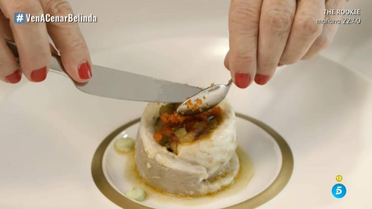 'Abrázame', plato principal de Belinda Washington en 'Ven a cenar conmigo: gourmet'. (Telecinco)