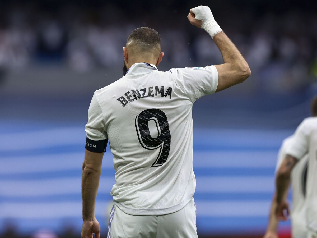 Foto: Benzema celebra un gol con el Madrid. (EFE/Rodrigo Jiménez)