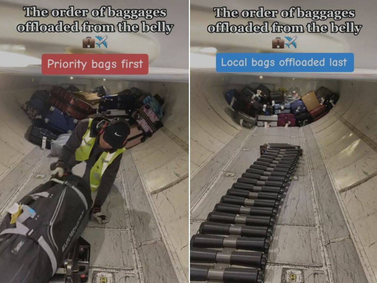 Foto: El truco para saber en qué orden saldrá tu maleta en la cinta del aeropuerto: así lo explica este trabajador (TikTok/@djsugue)