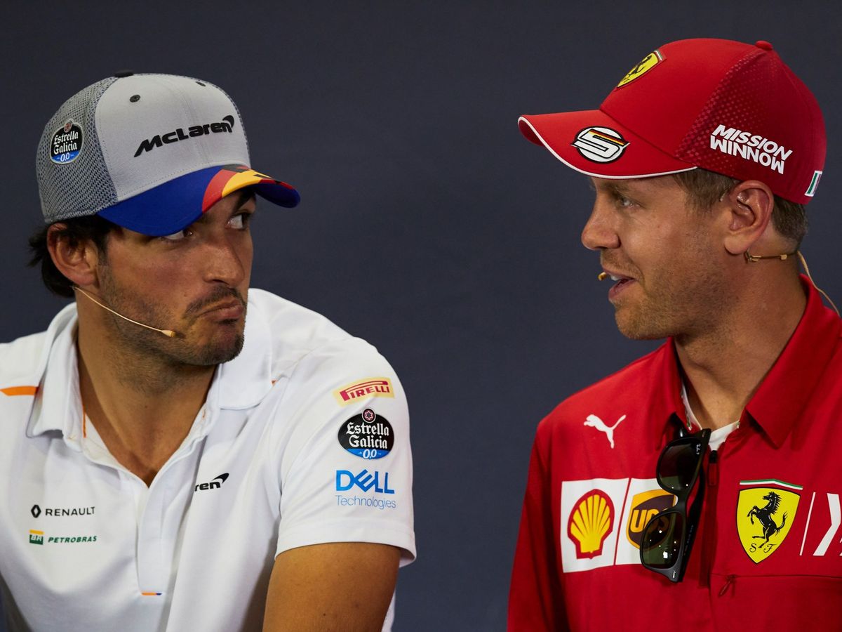Foto: Carlos Sainz y Sebastian Vettel, en la rueda de prensa del GP de España