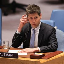 Foto: Sam Altman, durante su intervención en el Consejo de Seguridad de la ONU (Reuters/Brendan McDermid)