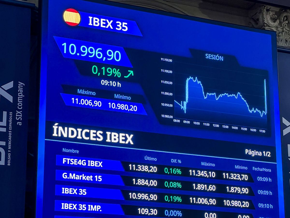 Foto: Panel del Ibex en la Bolsa de Madrid. (EFE/Ana Bornay)