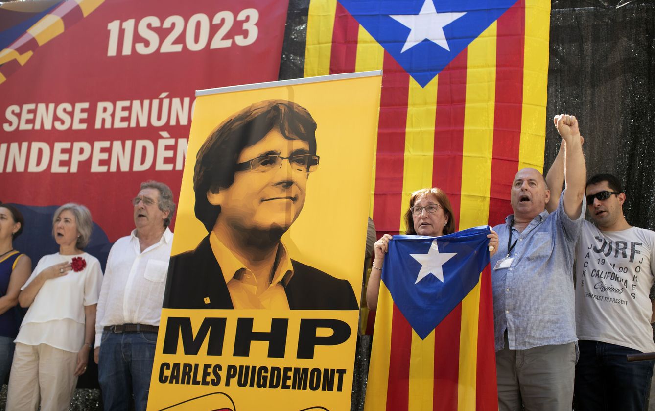 En la Diada del 11 de septiembre, Puigdemont participó a través de un audio. (EFE/Marta Pérez) 
