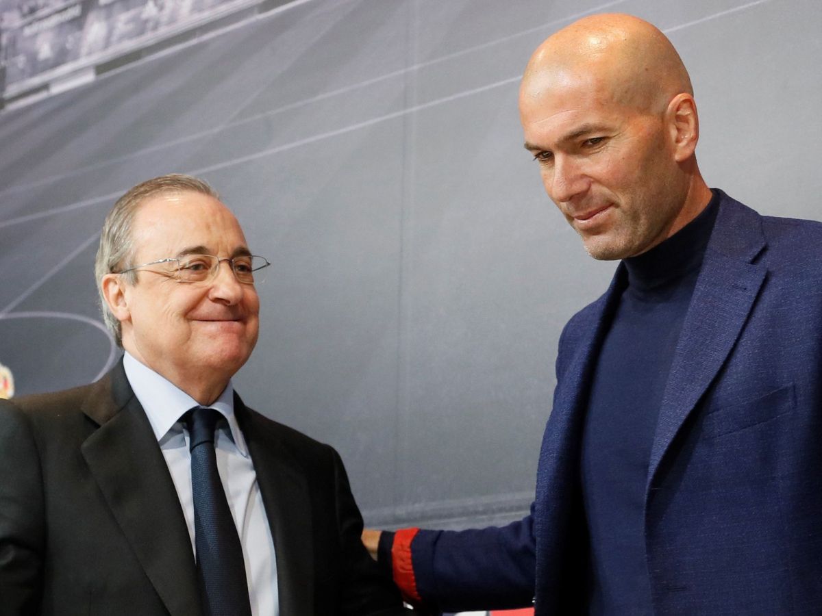Foto: Zinédine Zidane y Florentino Pérez el día que el entrenador francés anunció su marcha de la entidad blanca. (Efe)