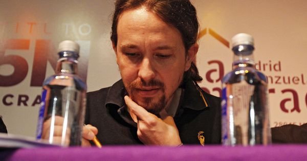 Foto: El secretario general de Podemos, Pablo Iglesias, durante la presentación del libro "Horizontes neoliberales en la subjetividad", de Jorge Alemán. (EFE)