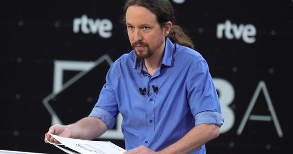 Foto: Pablo Iglesias durante el debate a cuatro de RTVE (Efe)